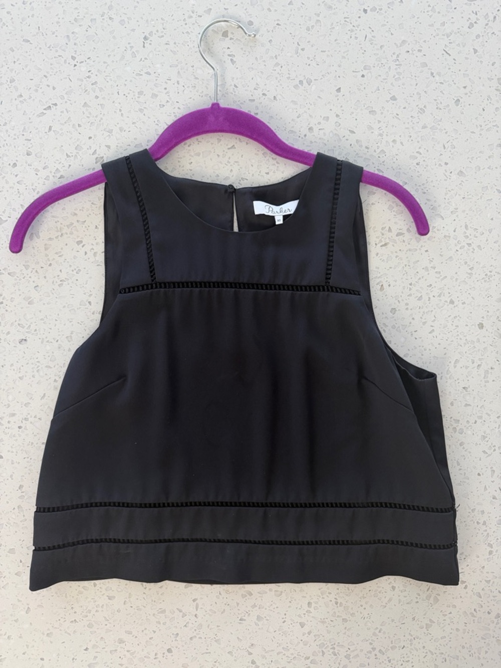 Parker Black Sleeveless Shell Crop Top with Rounded Neck Size XS